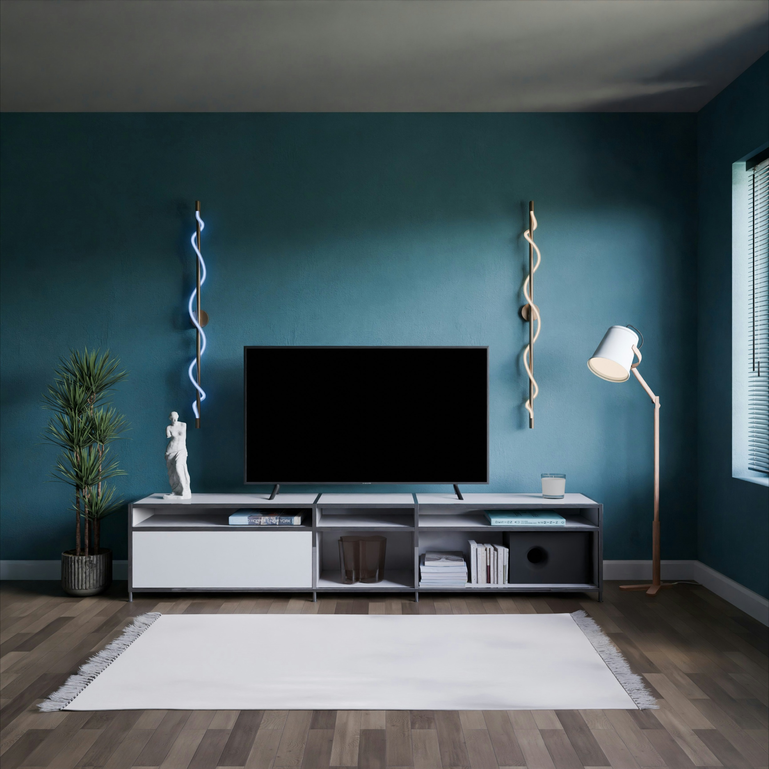 Soggiorno moderno blu