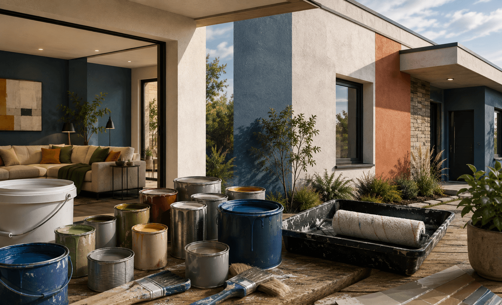 Ambiente interno con pareti e finiture decorative