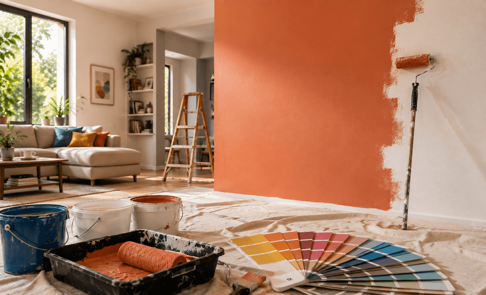 Ambiente d'interni con finiture colorate